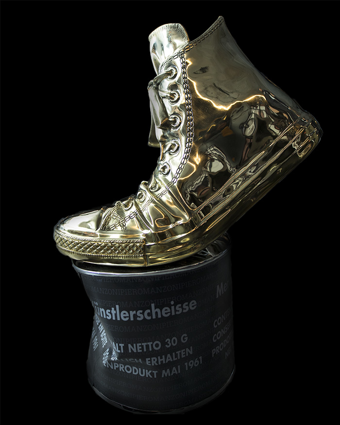 Compressed Manzoni - Gold & Black" by Angelo Accardi is a Mixed Media Sculpture